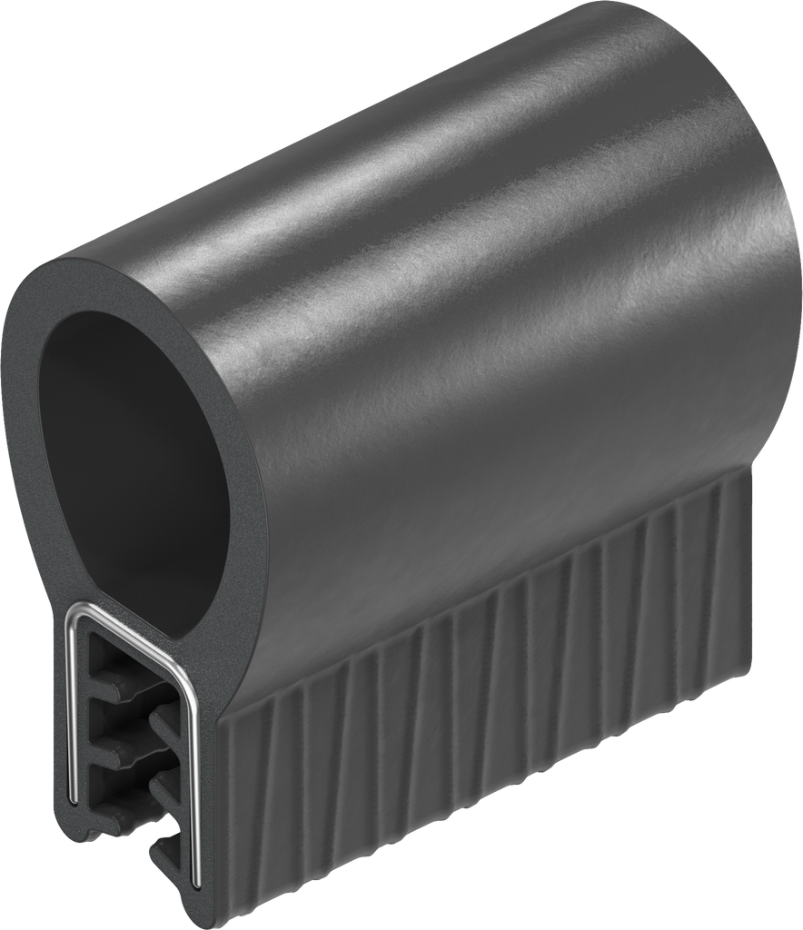 Perfil de junta de material de protección contra incendios para montaje a presión, caucho microporoso EPDM; perfil base EPDM 60 ± 5 Shore A negro