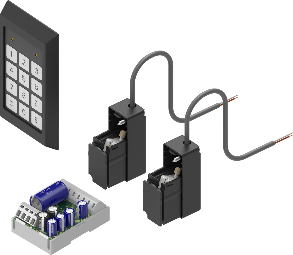 Electronic keypad with 2 locking system units polyamide GF black ...