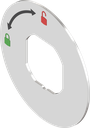 Opening indicator quarter turn, opening direction right, Stainless steel AISI 304 tumbled and blasted