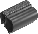 Perfil de junta para montaje a presión, caucho microporoso EPDM; perfil base PVC 70 ± 5 Shore A negro